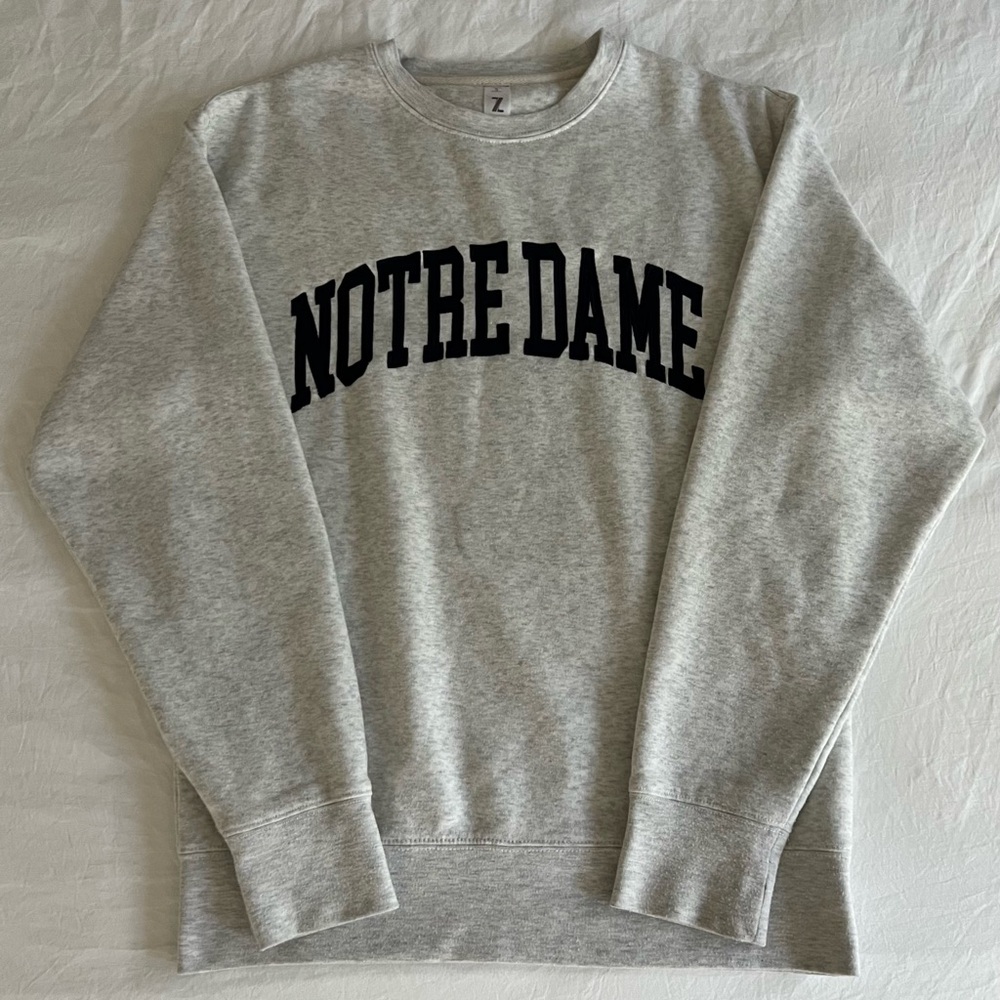 Notre Dame Grey Embroidered Crewneck Zoozatz